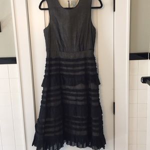 Anthropologie Odille black taffeta dress, size 8